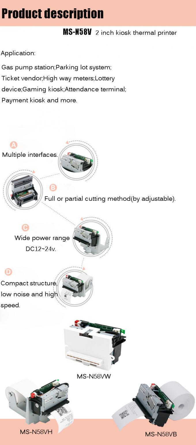 Pontos da impressora térmica 384 da montagem do painel do mecanismo de 2 polegadas com o tudo em uma estrutura